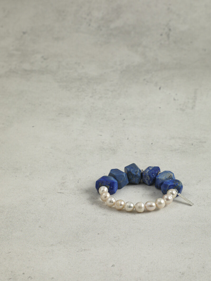 Original detail view of Lapis Lazuli & Cultured Pearl Bracelet