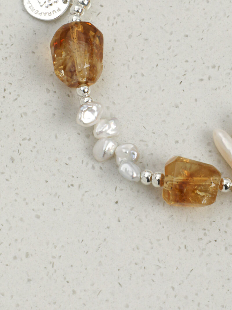 Original detail view of Citrine & Cultured Pearl Bracelet