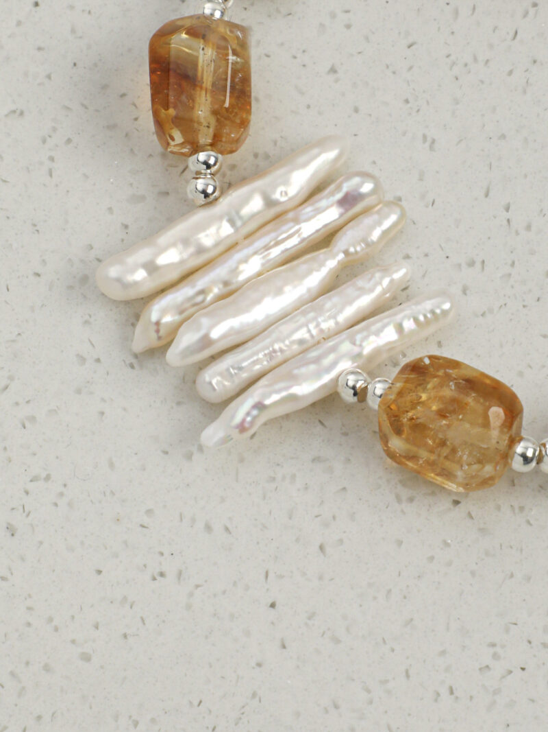 Original detail view of Citrine & Cultured Pearl Bracelet