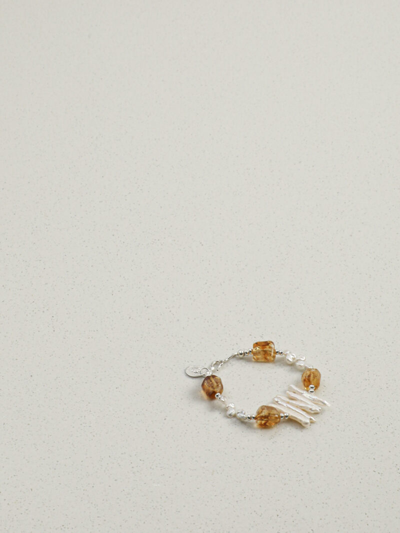Original detail view of Citrine & Cultured Pearl Bracelet