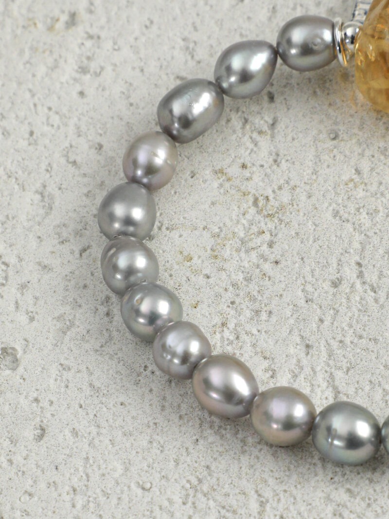 Aura & Qi detail 1J7A9817 Original detail view of Citrine & Cultured Pearl Bracelet
