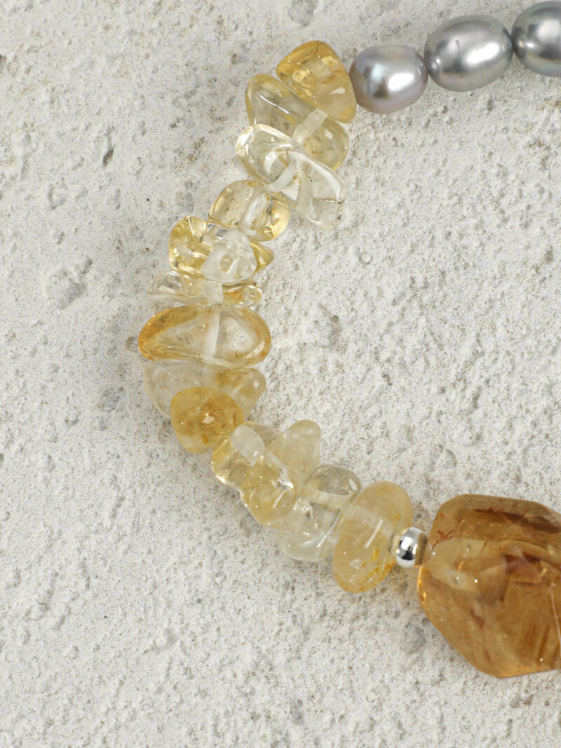 Aura & Qi detail 1J7A9830 Original detail view of Citrine & Cultured Pearl Bracelet