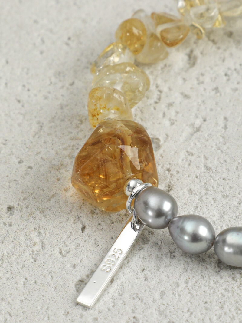 Aura & Qi detail 1J7A9837 Original detail view of Citrine & Cultured Pearl Bracelet