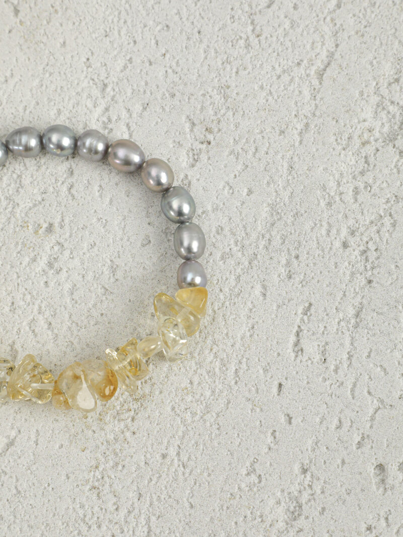 Aura & Qi detail 1J7A9838 Original detail view of Citrine & Cultured Pearl Bracelet