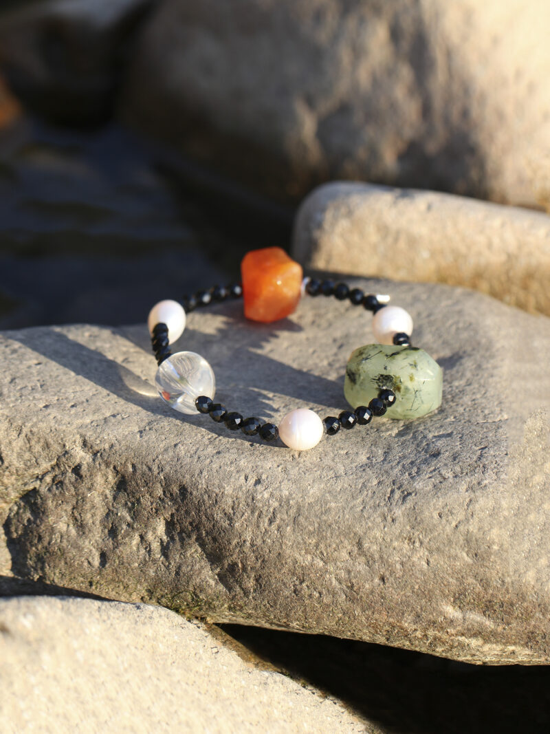 Original product reference image for Clear Quartz, Agate, Tourmaline & Cultured Pearl Bracelet