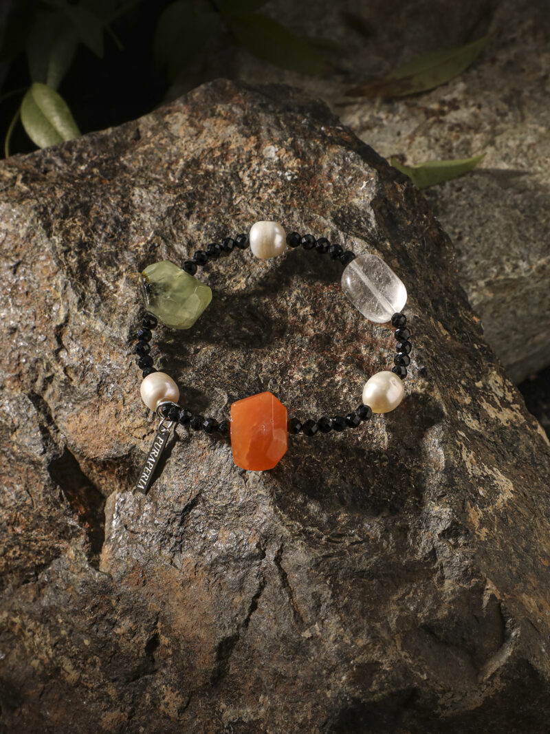 Original detail view of Clear Quartz, Agate, Tourmaline & Cultured Pearl Bracelet