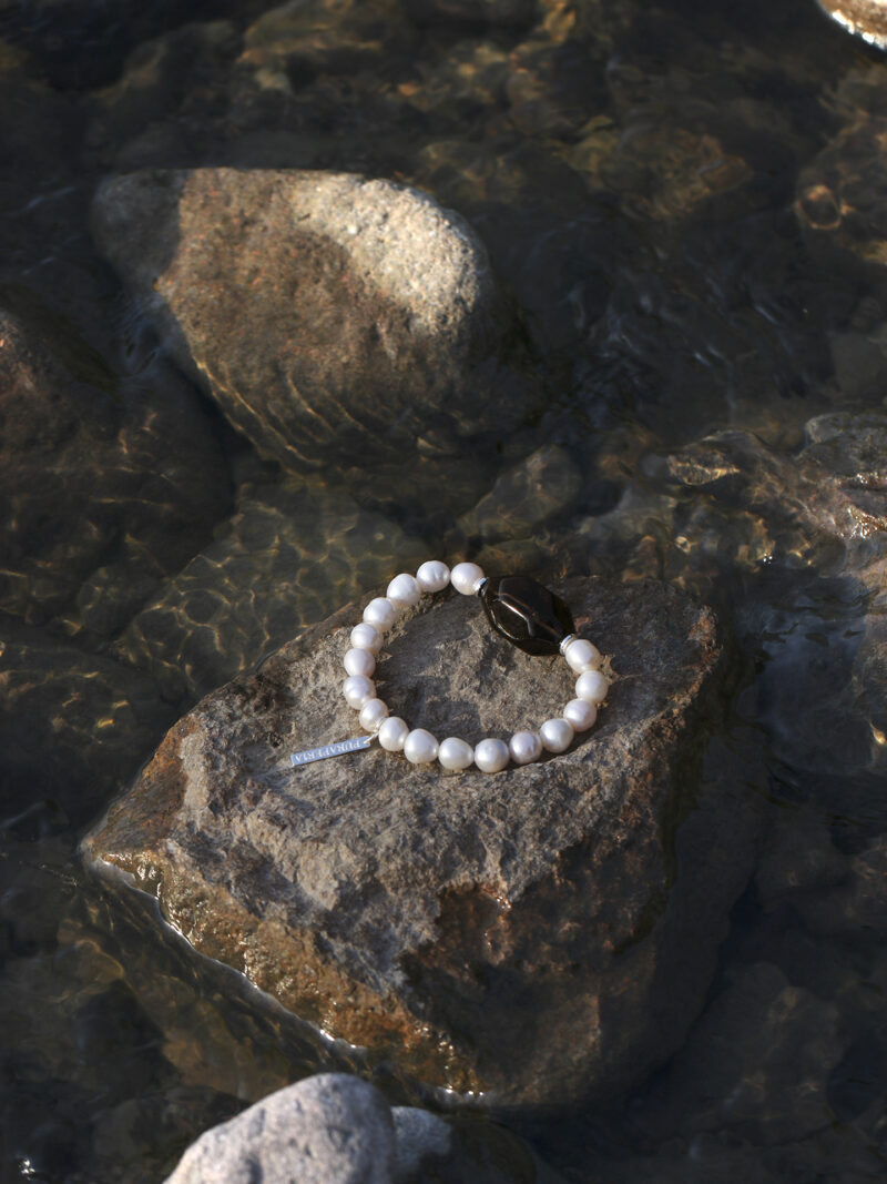 Aura & Qi detail 66 Original detail view of Smoky Quartz & Cultured Pearl Bracelet