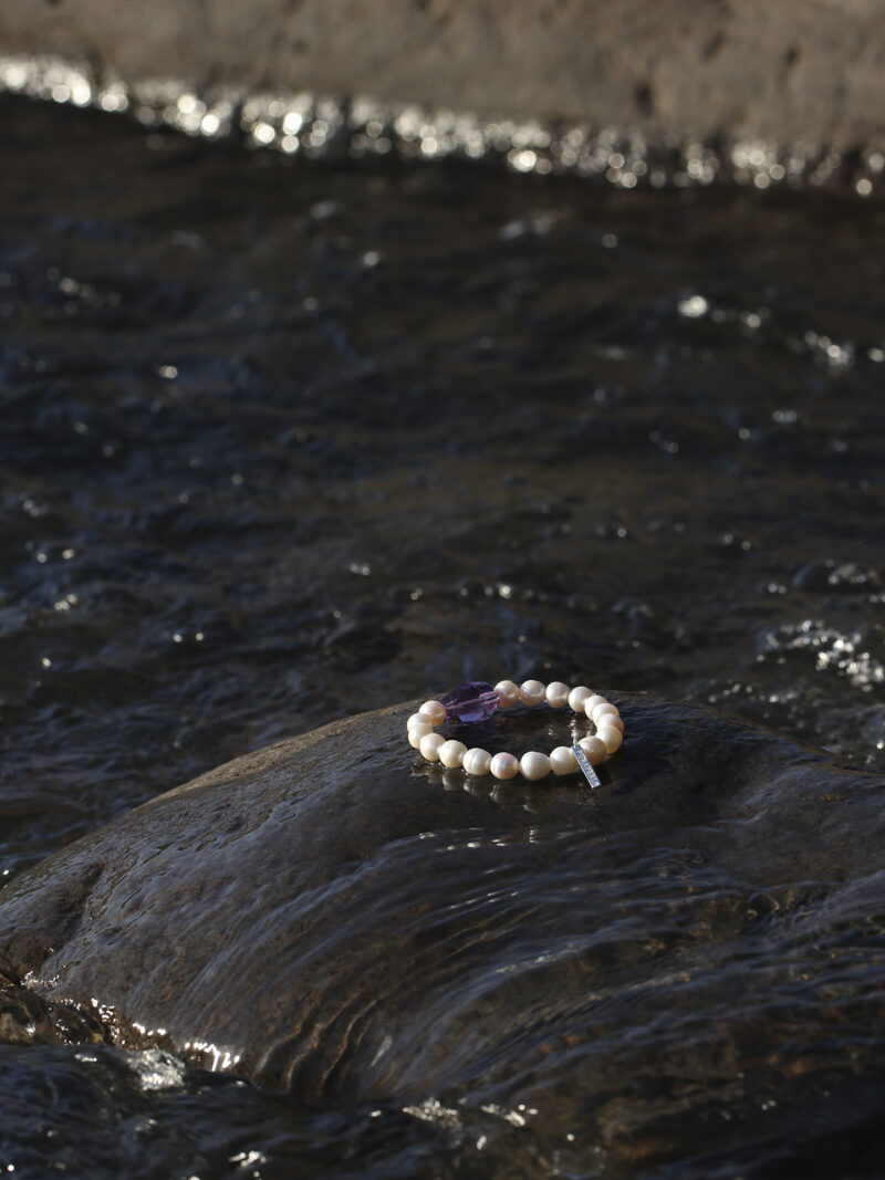 Aura & Qi detail 66 Original detail view of Amethyst & Cultured Pearl Bracelet