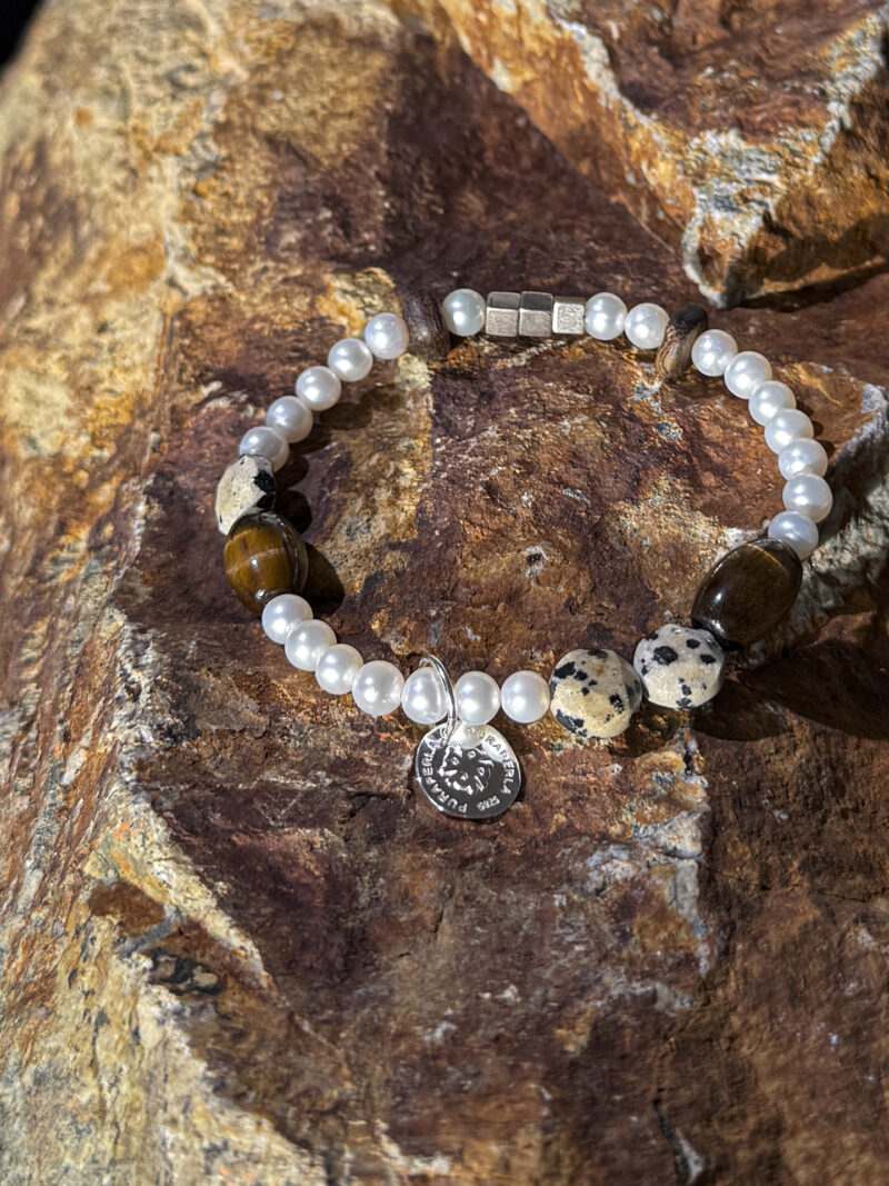 Original detail view of Tiger’s Eye & Cultured Pearl Bracelet