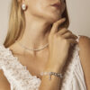 Aura & Qi lifestyle PURAERIA0854 Clear Quartz & Cultured Pearl Bracelet in an original styled photograph