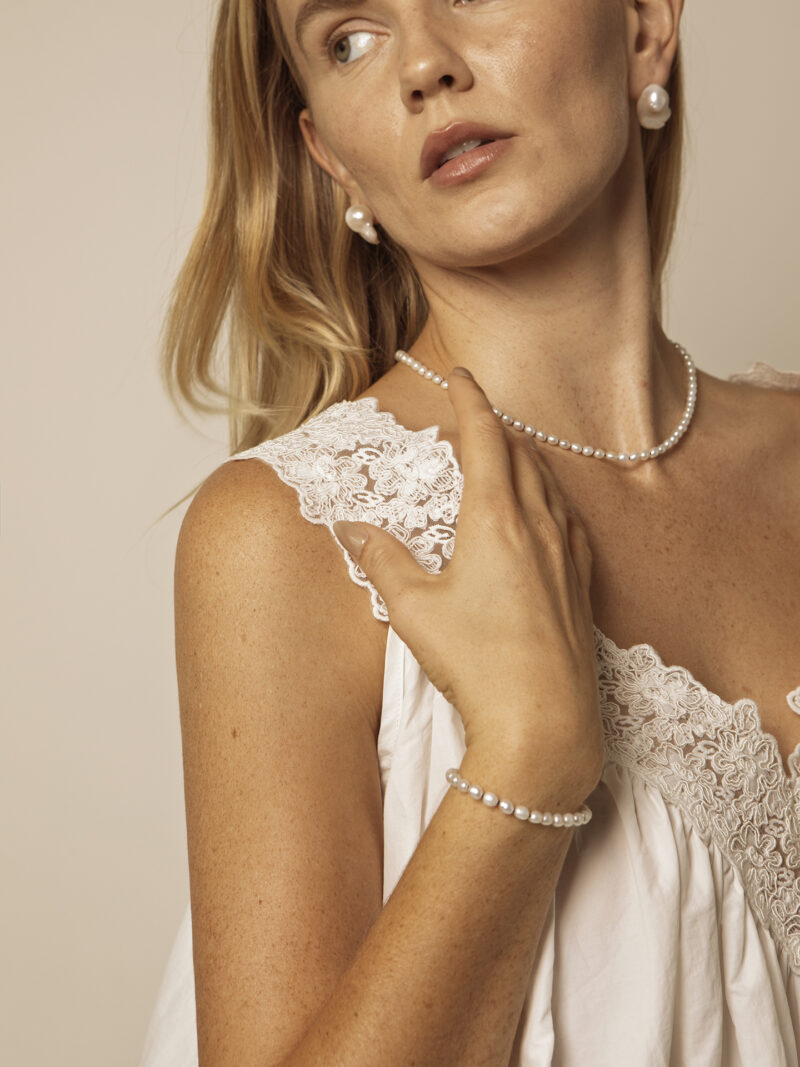 Rice Cultured Pearl Bracelet in an original styled photograph