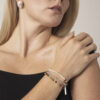 Triple-Strand Moonstone & Cultured Pearl Bracelet in an original styled photograph