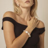 Aura & Qi lifestyle PURAERIA1129副本 Clear Quartz & Cultured Pearl Bracelet in an original styled photograph