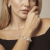Clear Quartz, Tourmaline & Cultured Pearl Bracelet in an original styled photograph