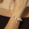 Clear Quartz, Tourmaline & Cultured Pearl Bracelet in an original styled photograph