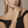 Clear Quartz, Tourmaline & Cultured Pearl Bracelet in an original styled photograph