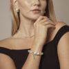 Clear Quartz, Tourmaline & Cultured Pearl Bracelet in an original styled photograph