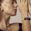 Blue Apatite & Cultured Pearl Bracelet in an original styled photograph