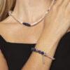 Blue-Veined Stone & Cultured Pearl Bracelet in an original styled photograph