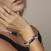 Blue-Veined Stone & Cultured Pearl Bracelet in an original styled photograph