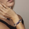 Blue-Veined Stone & Cultured Pearl Bracelet in an original styled photograph