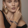 Double-Strand Blue-Veined Stone & Cultured Pearl Bracelet in an original styled photograph