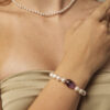 Aura & Qi lifestyle PURAERIA1452 Amethyst & Cultured Pearl Bracelet in an original styled photograph
