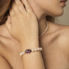 Aura & Qi lifestyle PURAERIA1455 Amethyst & Cultured Pearl Bracelet in an original styled photograph