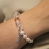 Aura & Qi lifestyle PURAERIA1462 Clear Quartz & Cultured Pearl Bracelet in an original styled photograph
