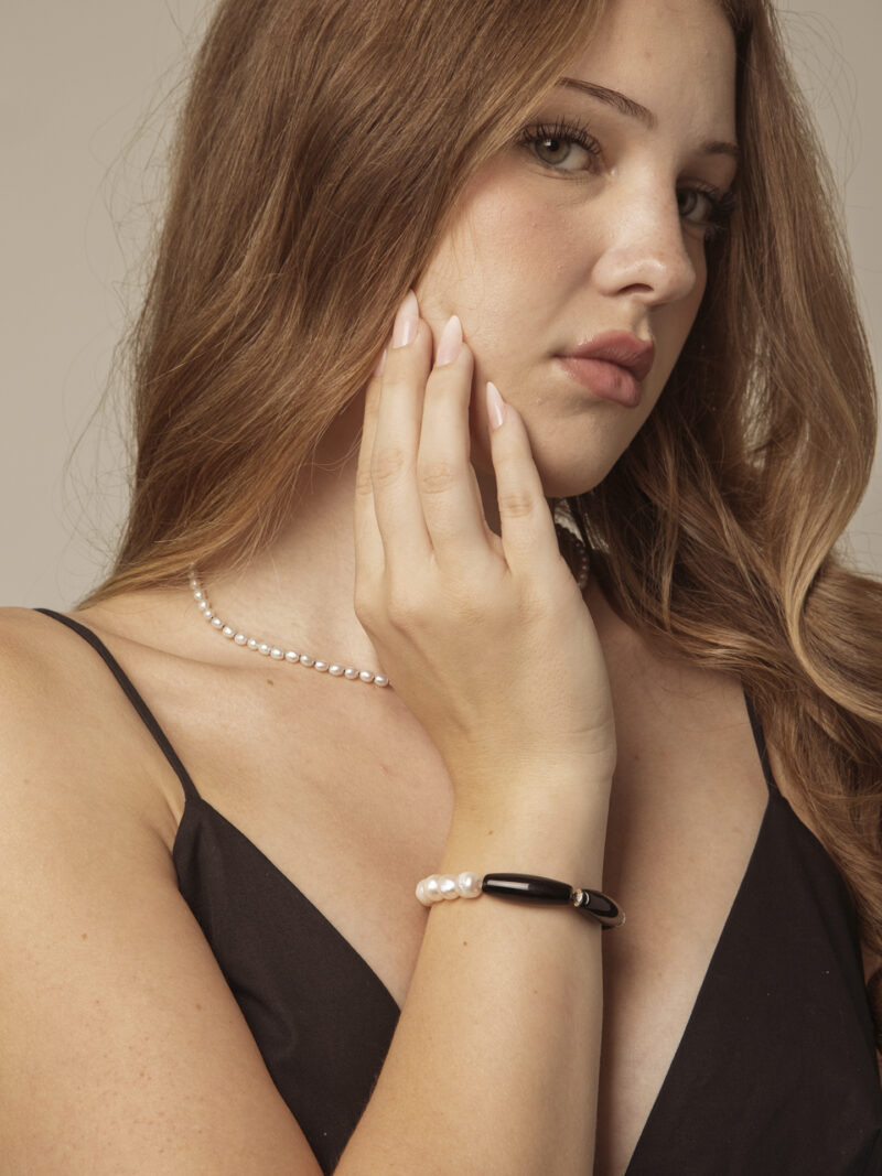 Agate & Cultured Pearl Bracelet in an original styled photograph