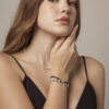 Double-Strand Lapis Lazuli, Tourmaline & Cultured Pearl Bracelet in an original styled photograph