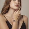 Double-Strand Lapis Lazuli, Tourmaline & Cultured Pearl Bracelet in an original styled photograph