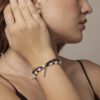 Double-Strand Lapis Lazuli, Tourmaline & Cultured Pearl Bracelet in an original styled photograph