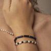 Double-Strand Lapis Lazuli, Tourmaline & Cultured Pearl Bracelet in an original styled photograph