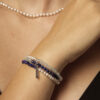Triple-Strand Lapis Lazuli, Aquamarine & Cultured Pearl Bracelet in an original styled photograph