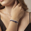 Triple-Strand Lapis Lazuli, Aquamarine & Cultured Pearl Bracelet in an original styled photograph