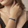 Triple-Strand Lapis Lazuli, Aquamarine & Cultured Pearl Bracelet in an original styled photograph