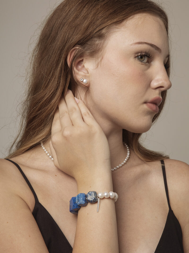 Lapis Lazuli & Cultured Pearl Bracelet in an original styled photograph