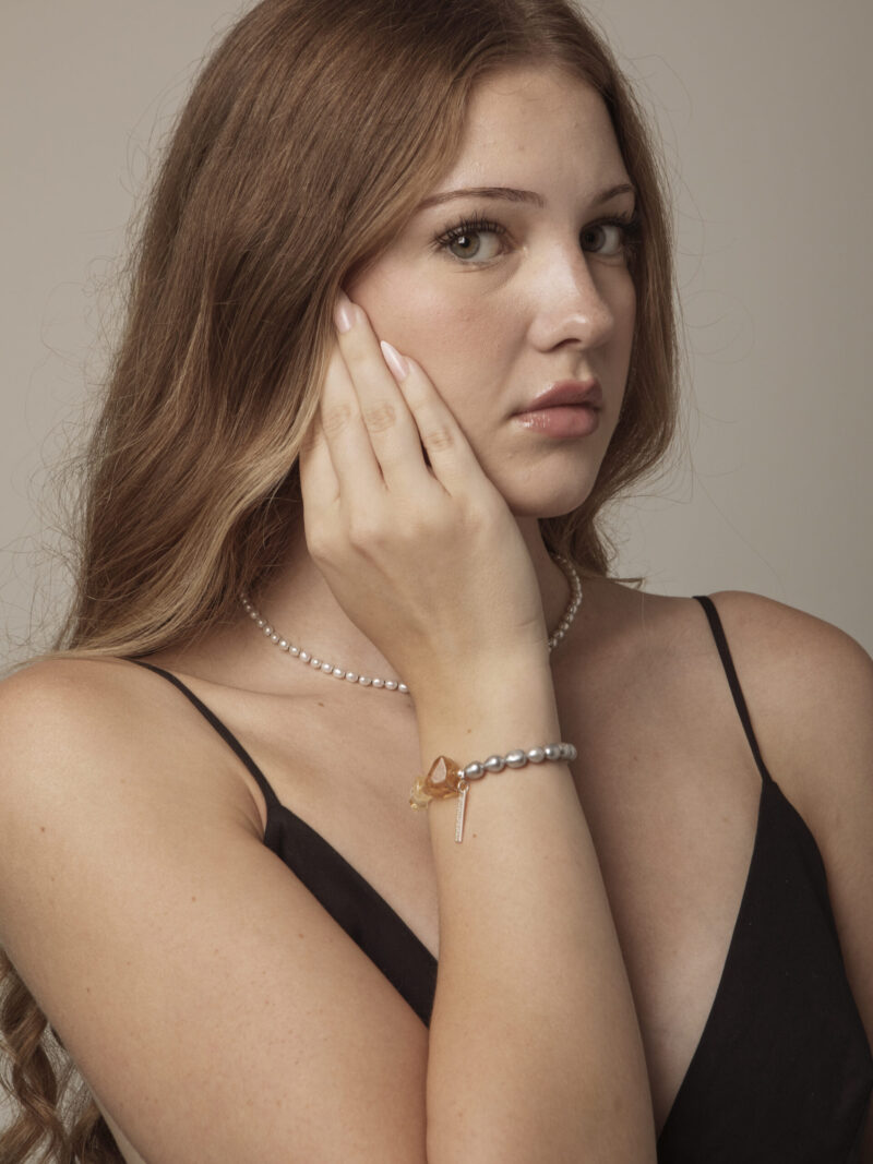 Aura & Qi lifestyle PURAERIA1592 Citrine & Cultured Pearl Bracelet in an original styled photograph