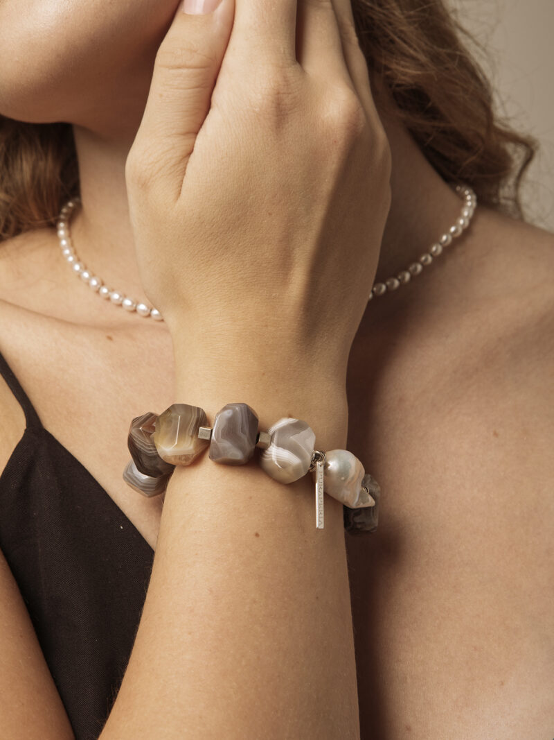 Agate & Cultured Pearl Bracelet in an original styled photograph