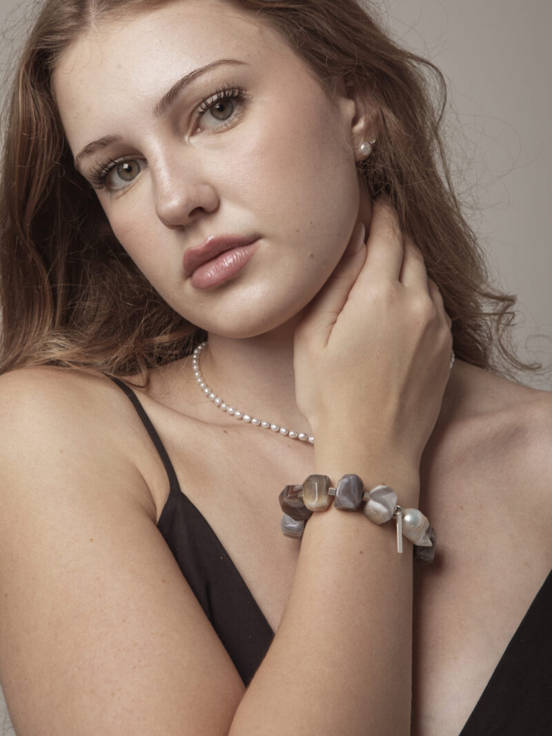 Agate & Cultured Pearl Bracelet in an original styled photograph
