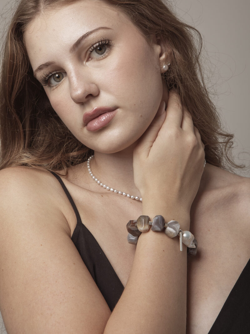 Agate & Cultured Pearl Bracelet in an original styled photograph