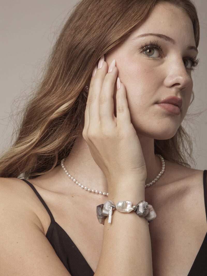 Agate & Cultured Pearl Bracelet in an original styled photograph