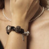 Agate, Rutilated Quartz & Cultured Pearl Bracelet in an original styled photograph