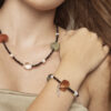 Clear Quartz, Agate, Tourmaline & Cultured Pearl Bracelet in an original styled photograph